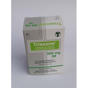 Triaxone ( ceftriaxone 500 mg )   1 vial 500 mg + 5 ml ampoule of lidicaine 1 % IM injection 